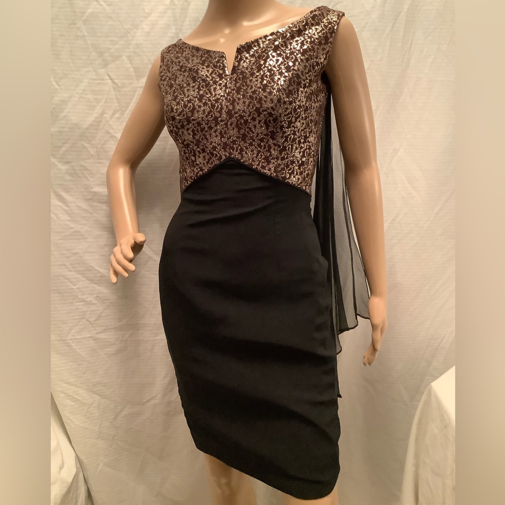 Dress with metallic bodice